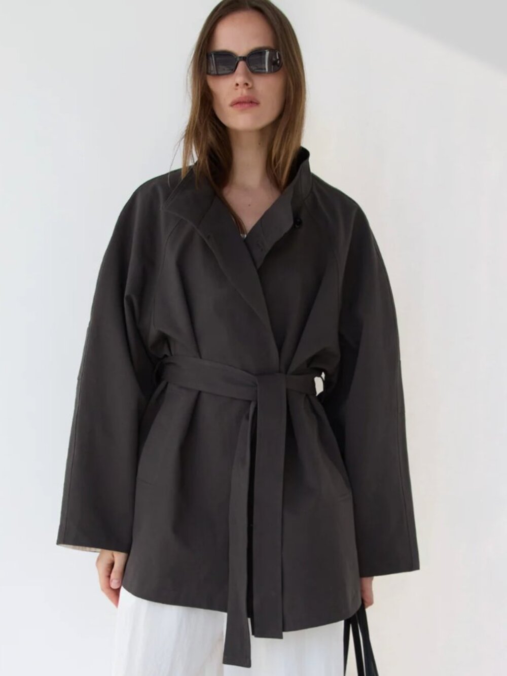 BELTED FUNNEL NECK JACKET OAK + FORT